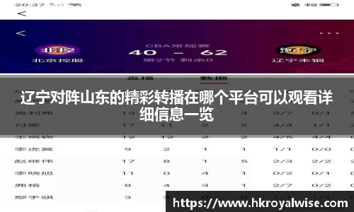 辽宁对阵山东的精彩转播在哪个平台可以观看详细信息一览